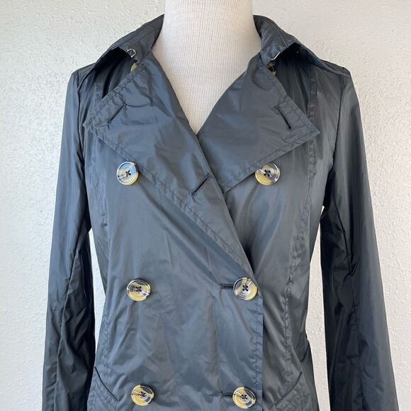 ANORAK Double Breasted Black Rain Jacket Size M EUC - Picture 2 of 8